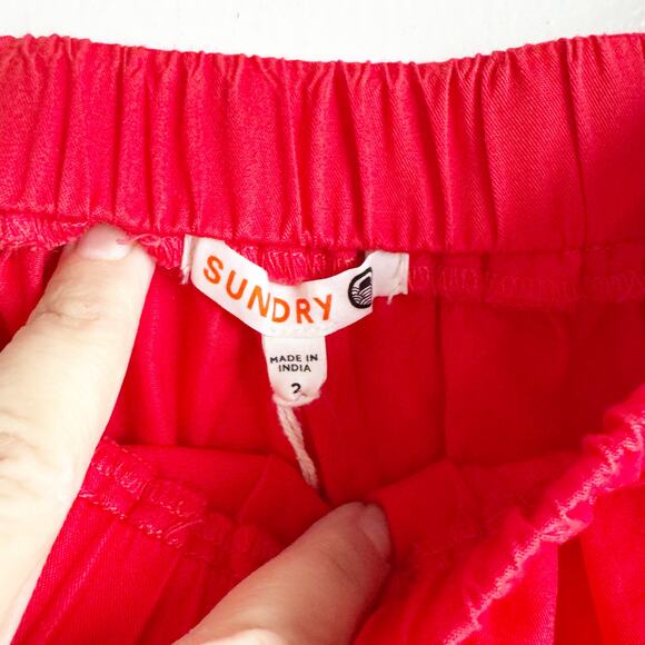 Sundry Anthropologie Candy Red Midi SKIRT ONLY NWT Side Slit Sexy Feminine M - Picture 4 of 12